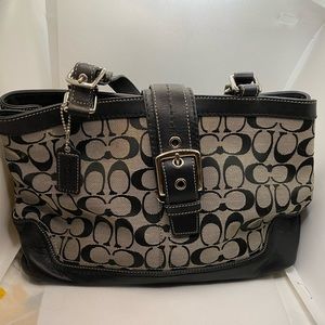 Coach F12642 Hampton Black-Brown Handbag
